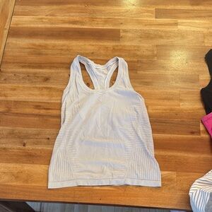 Athleta White Striped Tank Top